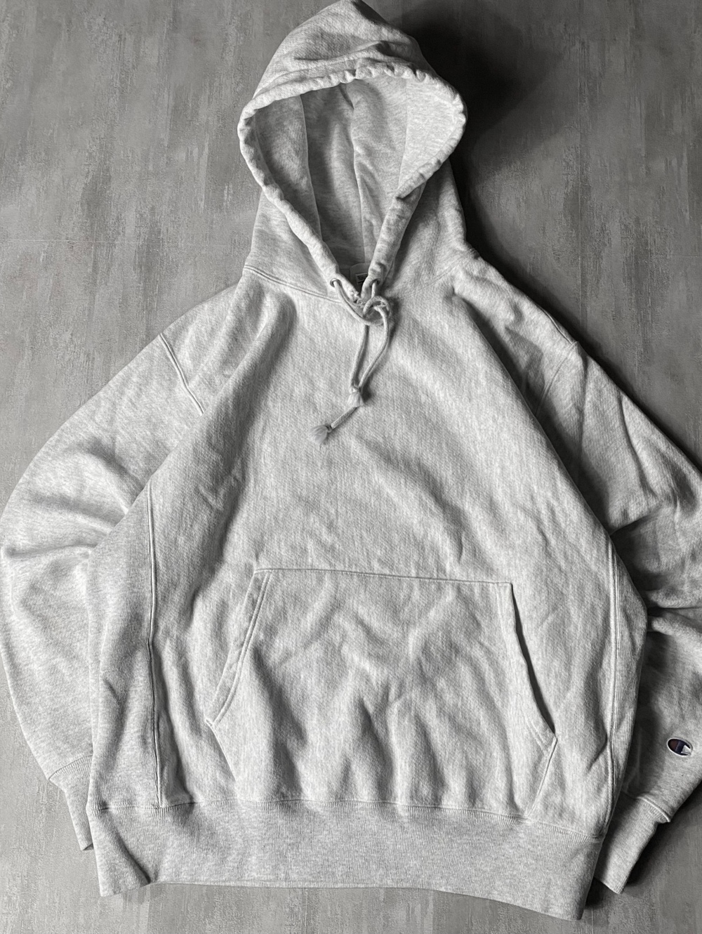 Vintage Champion Reverse Weave Blank Hoodie Light White Large Y2K Boxy
